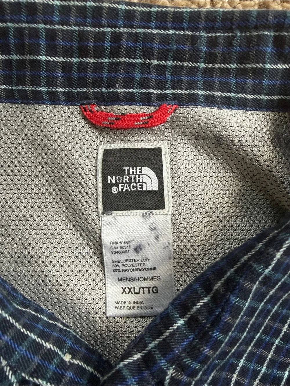 EUC Men's The North Face Plaid Black/Blue Long Sleeve Button Down Shirt Size XXL